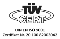 TÜV CERT – DIN EN ISO 9001 zertifiziert